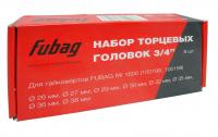 Набор торцевых головок FUBAG 3/4", 8 шт. для гайковертов IW 1600 (26-27-29-30-32-35-36-38 мм.), картонная коробка